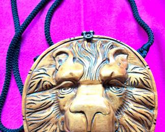 LION FACE CARVED PURSE BY TIMMY