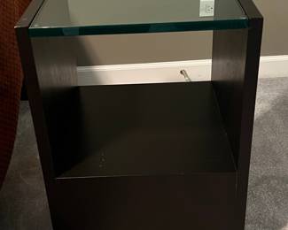 Modern Black Wood and Glass End Table (25"H x 18" x 18")