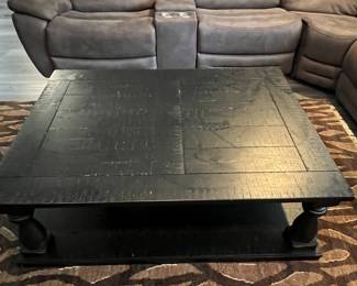 Black Wood Farmhouse Coffee Table (18" H x 54"L x 40" W)