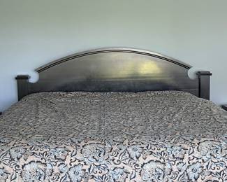 Black Wood Platform Bed Frame with Arched Headboard (The Dump)