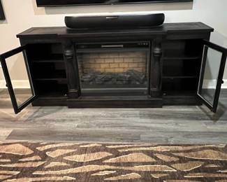 Signature Design by Ashley Mallacar W880-68 XL TV Stand with Fireplace Option (32"H x 75" W x 16"D)