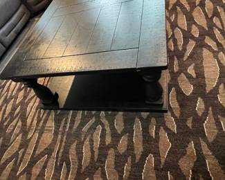 Black Wood Farmhouse Coffee Table (18" H x 54"L x 40" W)