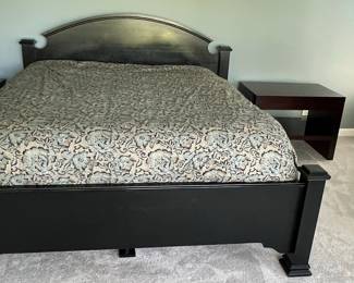 Black Wood Platform Bed Frame with Arched Headboard (The Dump)