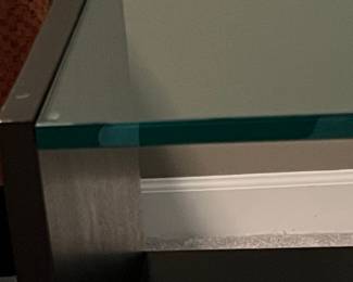Modern Black Wood and Glass End Table (25"H x 18" x 18")