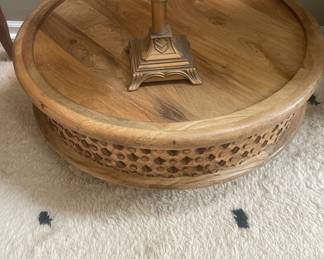 Hand-Carved Mango Wood Round Coffee Table