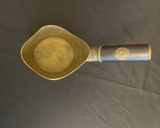 Vintage Chinese Brass Silk Iron with Wooden Handle