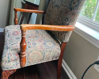 Vintage Louis XV Style Armchair with Floral Tapestry Upholstery