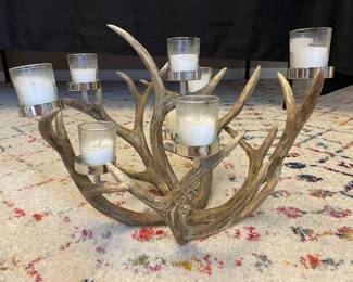 Resin Antler Candelabra with Glass Votive Holders