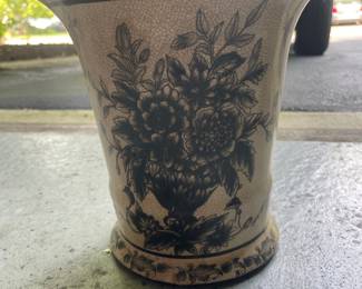 Vintage Chinoiserie Floral Crackle Glaze Jardiniere