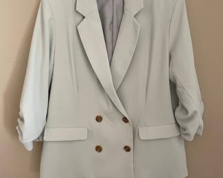 Anthropologie Light Blue Double-Breasted Blazer