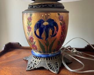 Vintage Hand-Painted Floral Ceramic Table Lamp