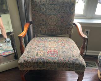 Vintage Louis XV Style Armchair with Floral Tapestry Upholstery