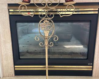 Vintage Cream Distressed Metal Candelabra with Rose Tinted Glass Holders