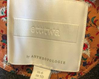 Ett:twa by Anthropologie Charcoal Wool Blend Peacoat