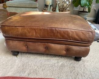 Vintage Ralph Lauren Style Leather Tufted Ottoman