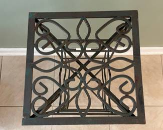 Vintage Wrought Iron Wine Rack with Scrollwork and Grape Motifs