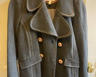 Ett:twa by Anthropologie Charcoal Wool Blend Peacoat