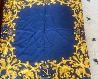 Vintage Versace Silk Scarf with Monogram and Baroque Scrollwork