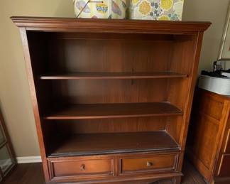 Vintage Wooden Bookcase with Drawers
