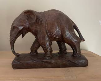 Hand-Carved Wooden Elephant Figurine from Africa