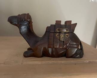 Vintage Wooden Camel Inkwell Box