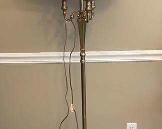 Vintage Brass Candelabra Floor Lamp with Cream Shade