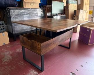 coffee table that opens to a table with storage