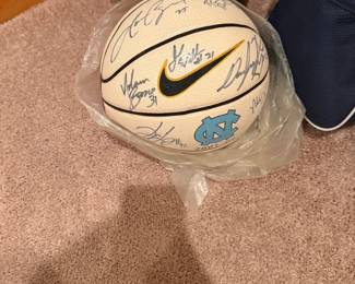 Autographed UNC championship basketball collectible