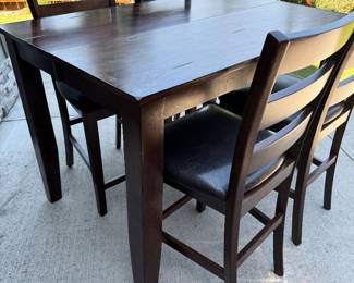 solid wood tall dining table - extendable, rustic finish