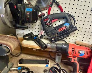 Skil saw $20; Black & Decker drill$15; saw $30