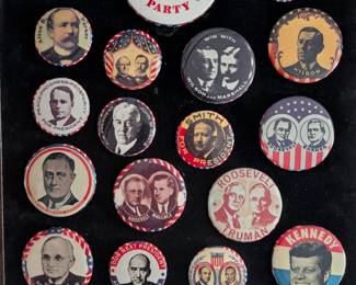 Promotional reproduction of democratic presidential candidate Pins complete set $20