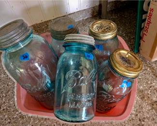 Vintage blue ball jars