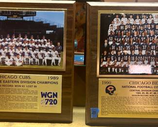 1989, ‘90 Chicago Bears WGN Champ Team Plaques $25ea