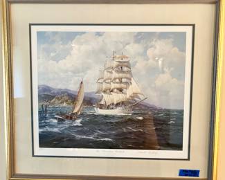 Vickery Artist Proof #12 - The Pride of Norway Christian Radich Ship; 30”w x 27”L framed & matted $500