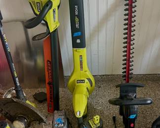 Battery operated Ryobi Edger, Saw, & Blower
