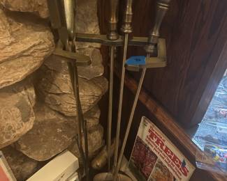 Vintage 5 pc brass fireplace tool set $40