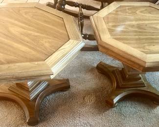 Two vintage solid, wood matching end tables $39 each