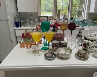 Vintage glasses, China tea set,