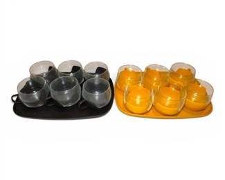 1970s Space Age Tea Sets in Yellow  Black