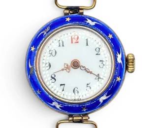 Antique Enamel Mechanical Watch  Runs