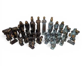 Greek Metal Chess Set with Bronze Finish