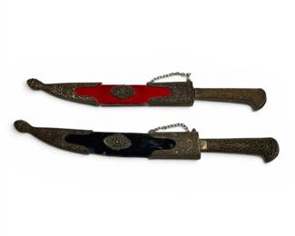 Greek 1821 Replica Daggers w Red  Blue Velvet Scabbards