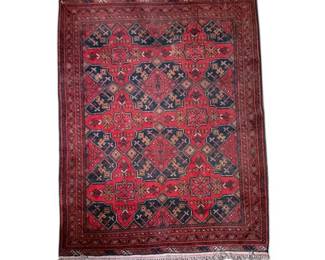 Hand Knotted Red  Black Motif Persian Rug 5  3.5 ft