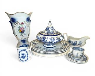 Blue  White Porcelain Plates, Vases,  More JG Meakin, SSF, ARPO