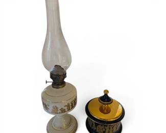 Greek Ceramic Oil Lamp  Lidded Jar