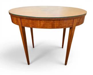 Oval Wooden Side Table w Inlaid Top