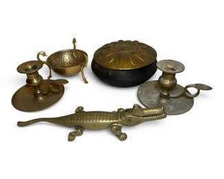 Solid Brass Alligator Nutcracker, Candle Holders,  Decor