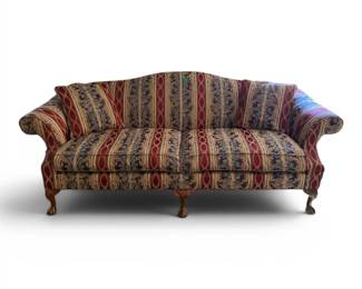 Striped Queen Anne Style Sofa w Pillows