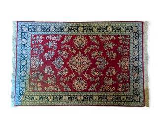 Red Hand Woven Floral Oriental Rug 9 x 6ft