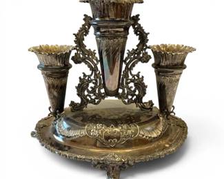 Antique SilverPlated Epergne Centerpiece with Ornate Detailing